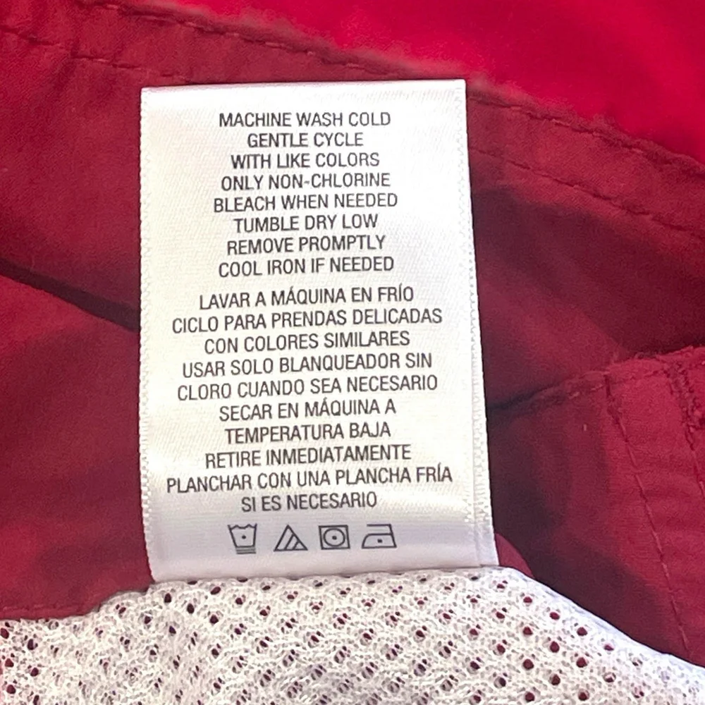 Adam Levine Mens Medium Swim Trunks Shorts Color Block Two Tone Red Pockets NEW